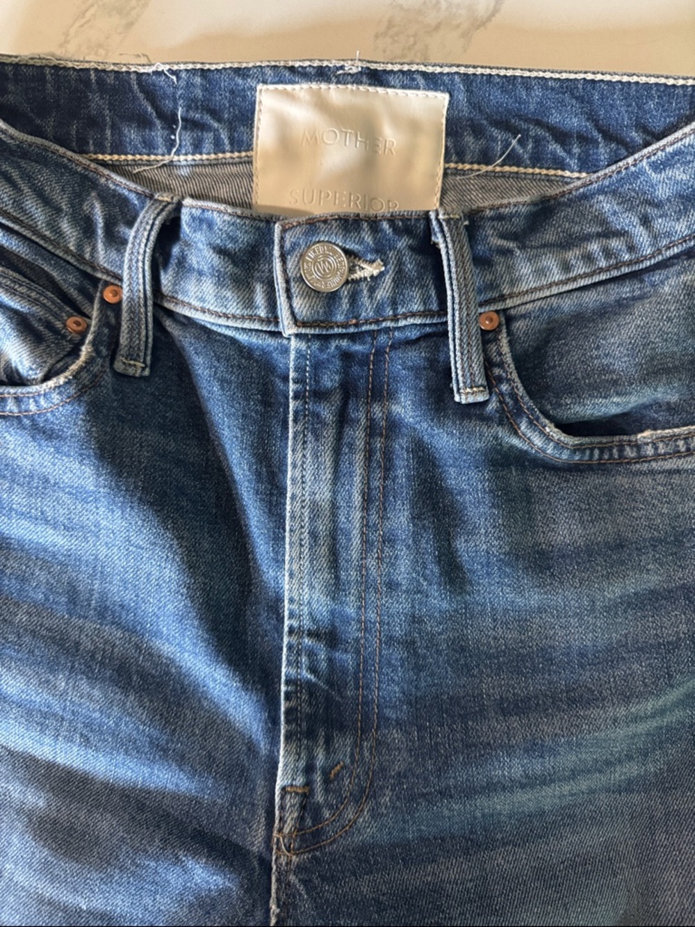 MOTHER Slim Straight Blue Denim Jeans